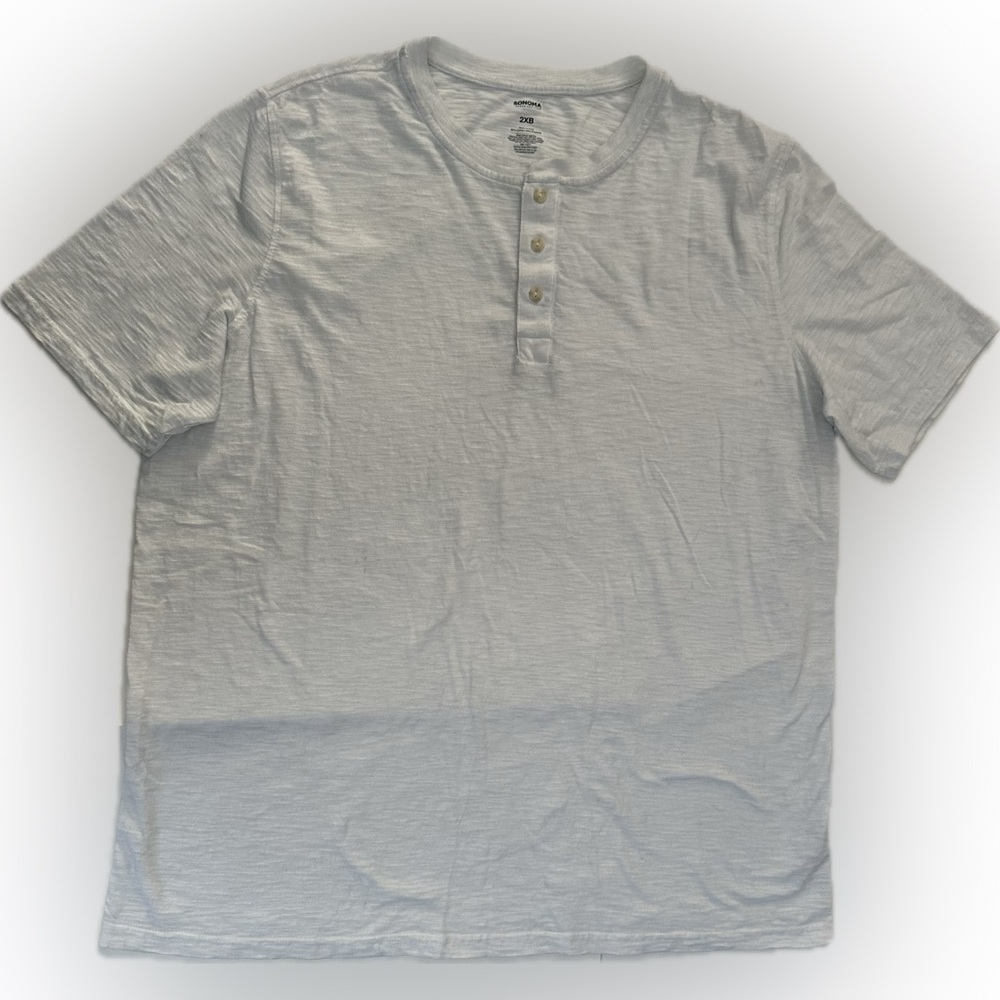 Men's Short Sleeve White Henley Shirt